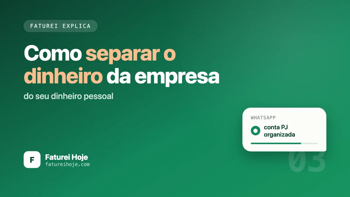 Aprenda como separar as contas pessoais das contas do MEI, organizar o dinheiro do negócio e ter mais controle sobre receitas, despesas e retiradas.