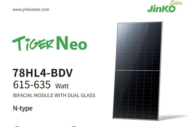 MÓDULO JINKO 630WP BIFACIAL N-TYPE EF. 22,54% CABO CURTO
