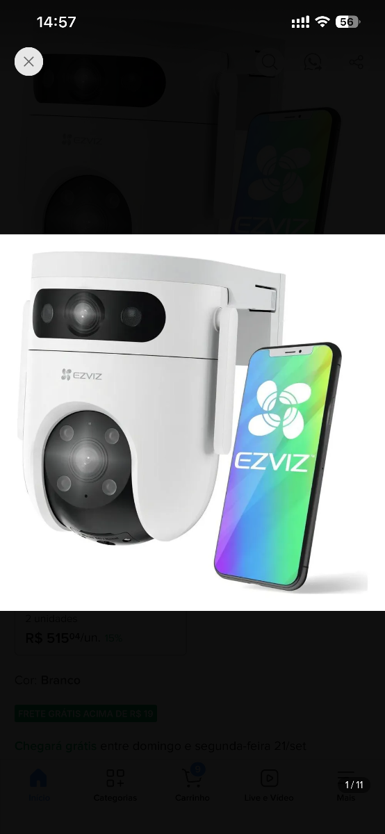 Câmera Wi-Fi EZVIZ H9C Dual 3K Pan-Tilt 360° Externa IA Visão Noturna Colorida Bidirecional