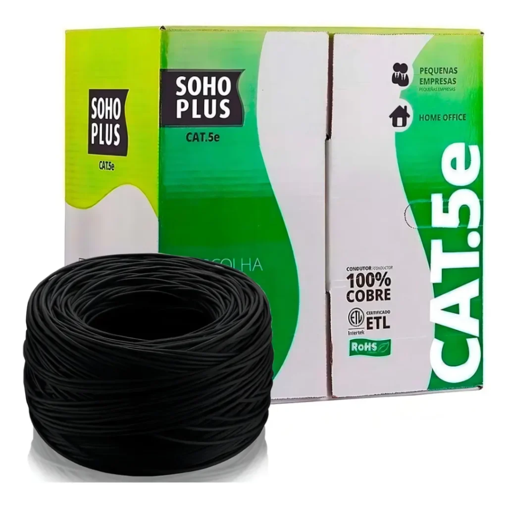 CABO U/UTP LAN CAT 5E 4P CMX PRETO SOHOPLUS INTERNO/EXTERNO 305M FURUKAWA23200174
