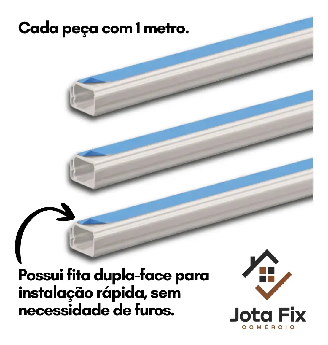 Canaleta Fio 3 Metro 20x10mm Branca Adesiva Organizador Cabo