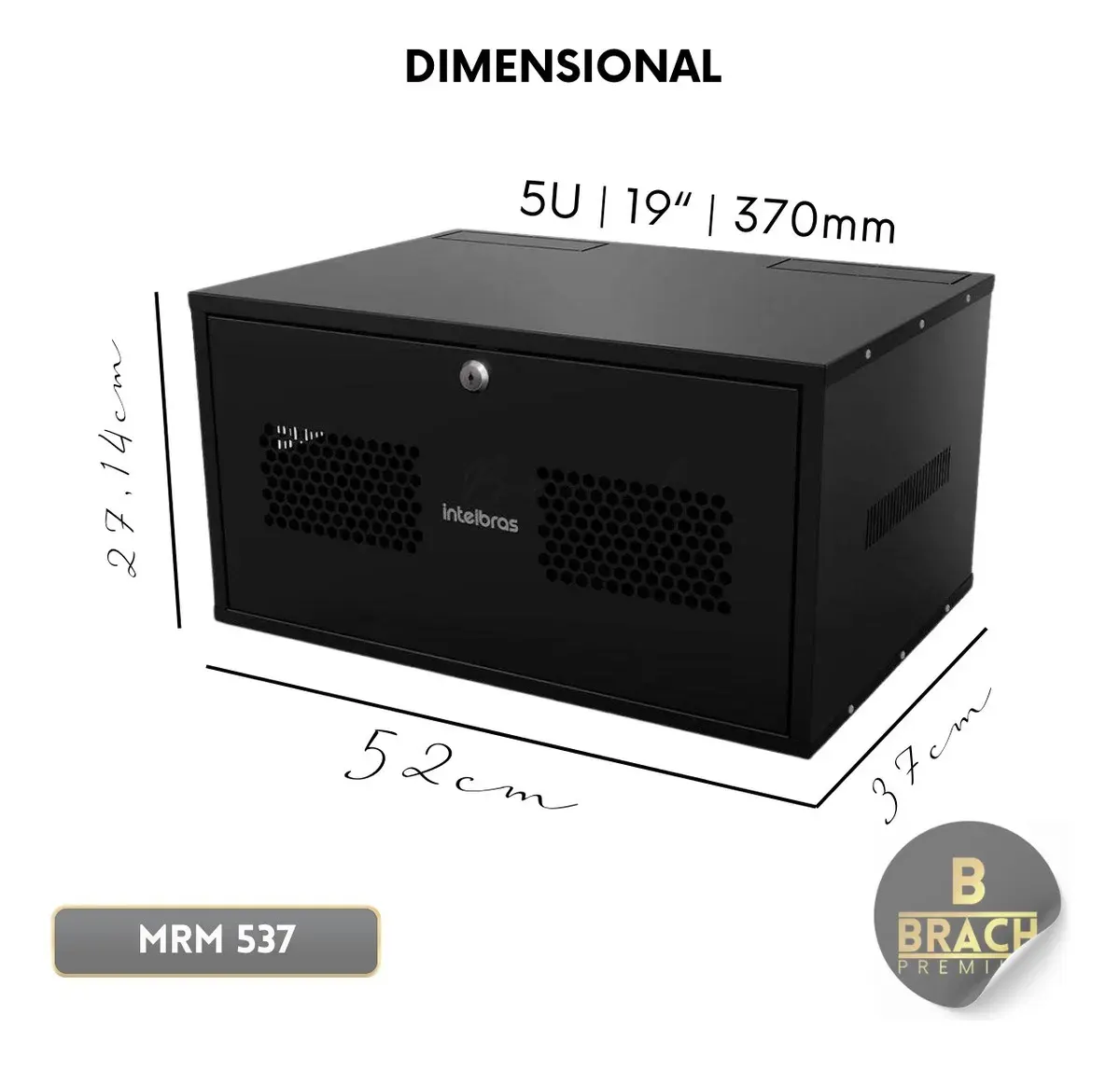 Mini Rack Montado De Parede 5u 19' X 370mm Mrm 537 Intelbras Preto