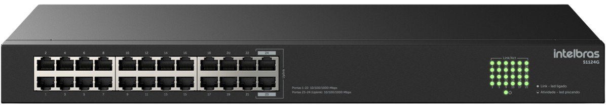 Switch Intelbras Gigabit S1124g 24 Portas 10/100/1000 Preto  