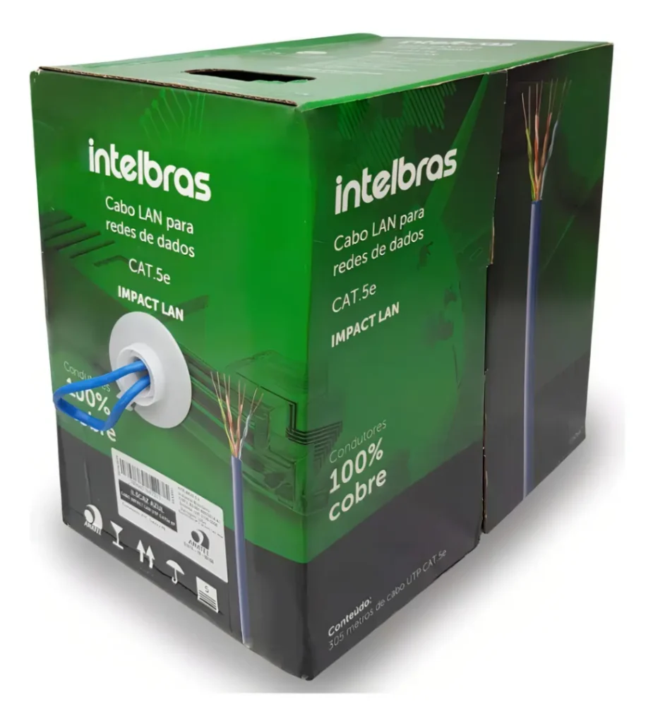 Cabo Utp Cat5e 100% Cobre Intelbras Impact Lan Azul 305m