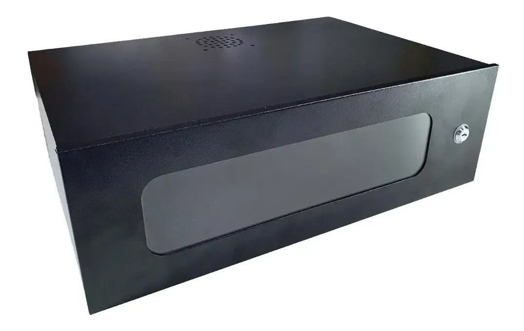 MINI RACK ECONOMICO 3U X 350MM ACRILICO PRETO MONTADO - AURORA