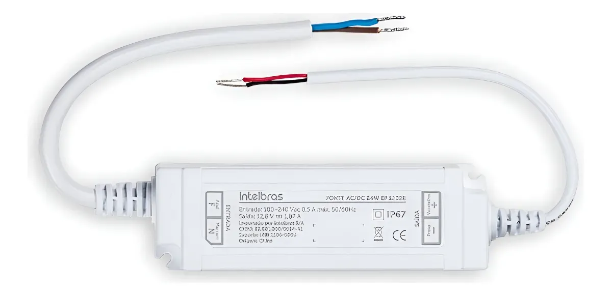 CONVERSOR AUT FONTE EXTERNA 12V X 60W 5 AMPERES EF 1205E IP67 - INTELBRAS